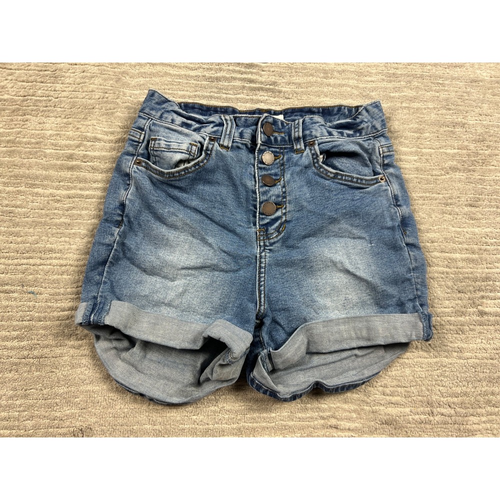 O'Neill Denim Shorts Womens 26 Blue Button Fly High Rise‎ Cuffed Stretch Casual